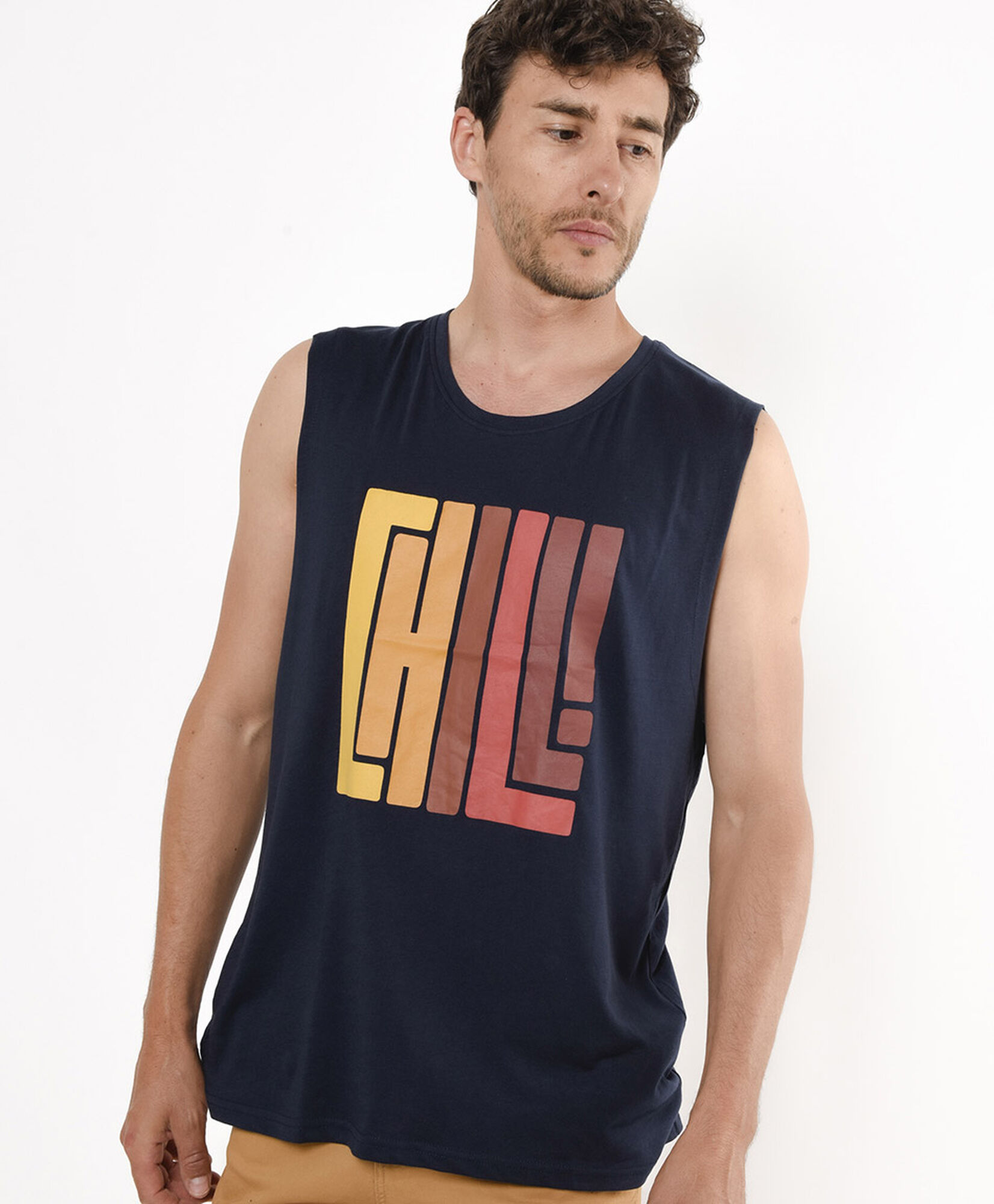 Polera hombre chill sin mangas Polera hombre chill sin mangas