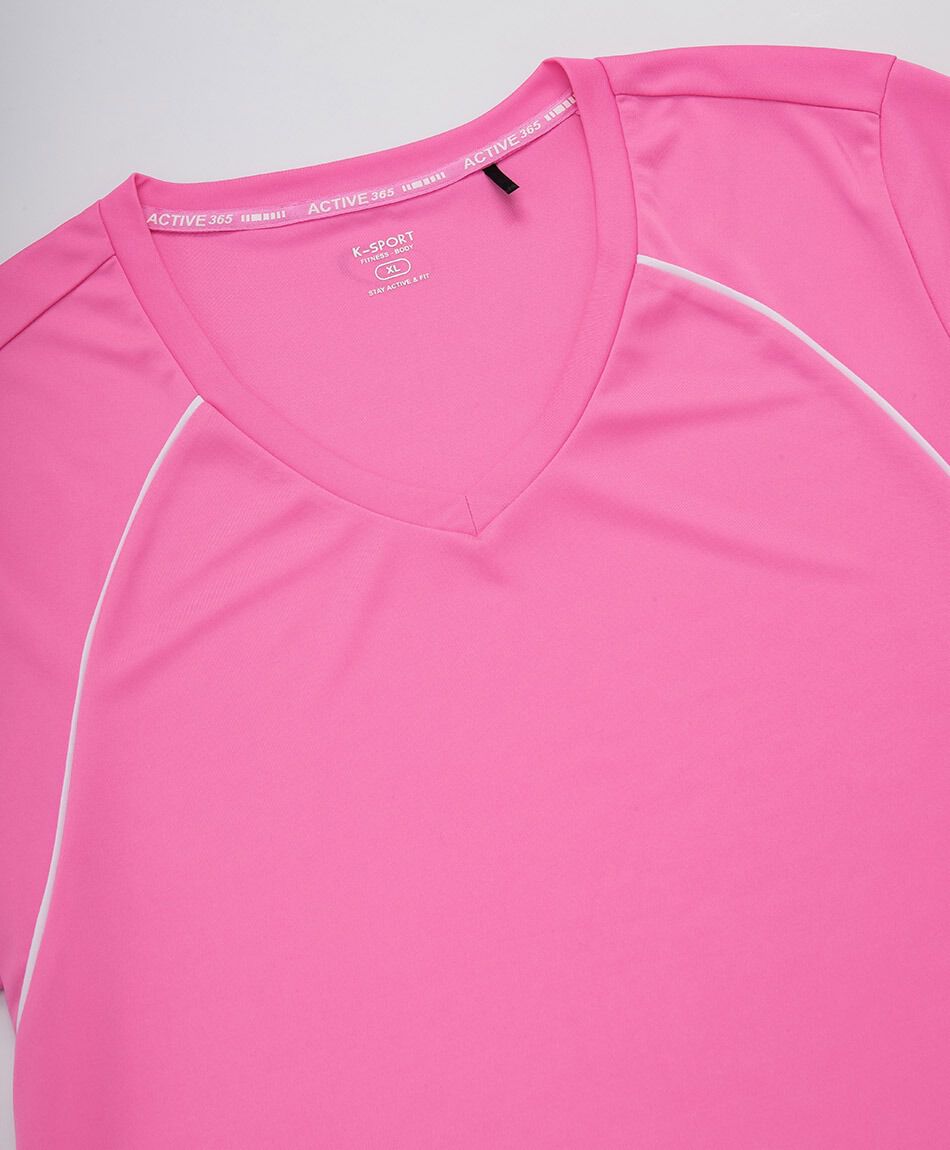 Polera deportiva mujer lisa pipping rosada