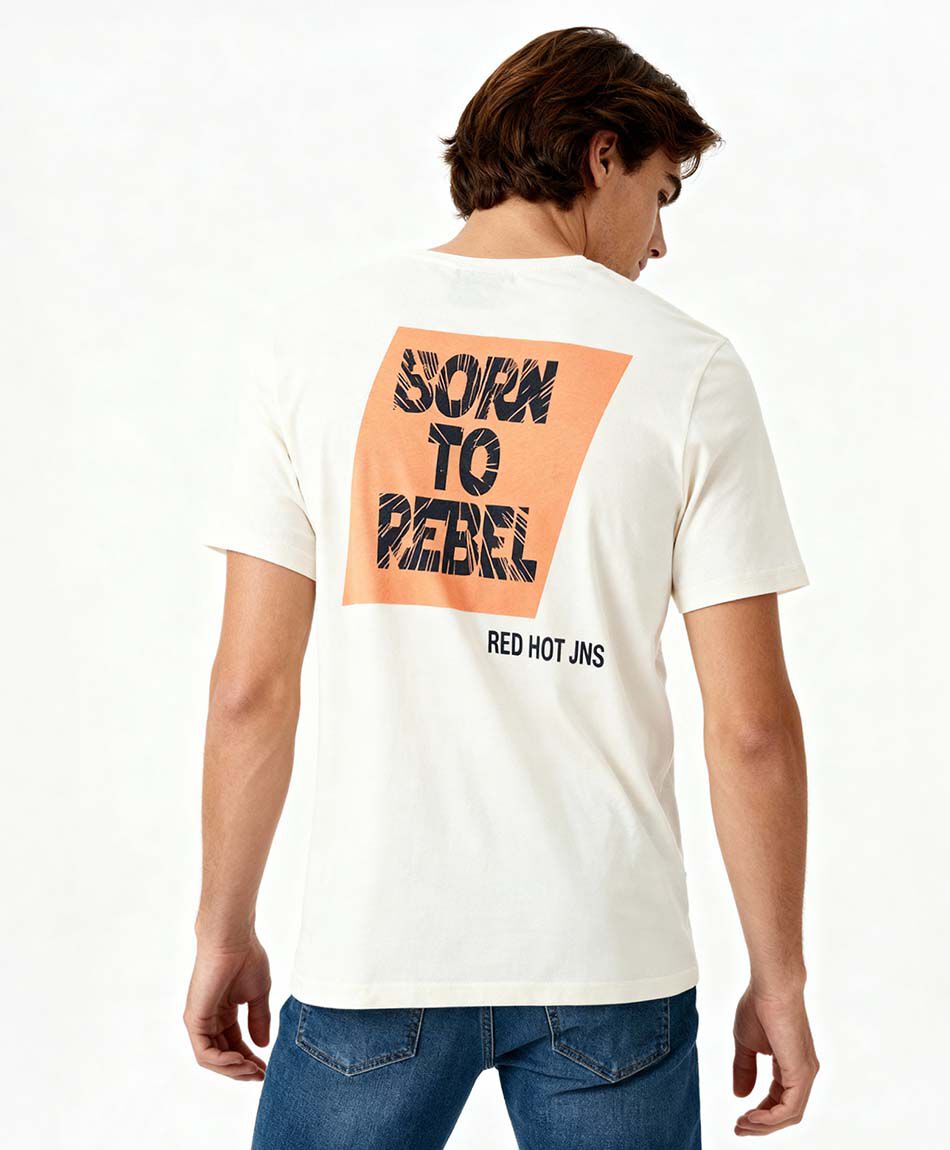 Polera hombre doble estampado rebel