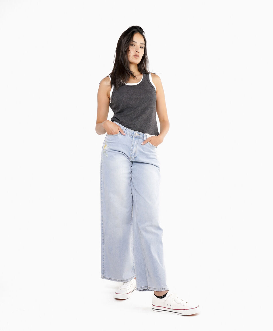 Jeans mujer straight pierna ancha