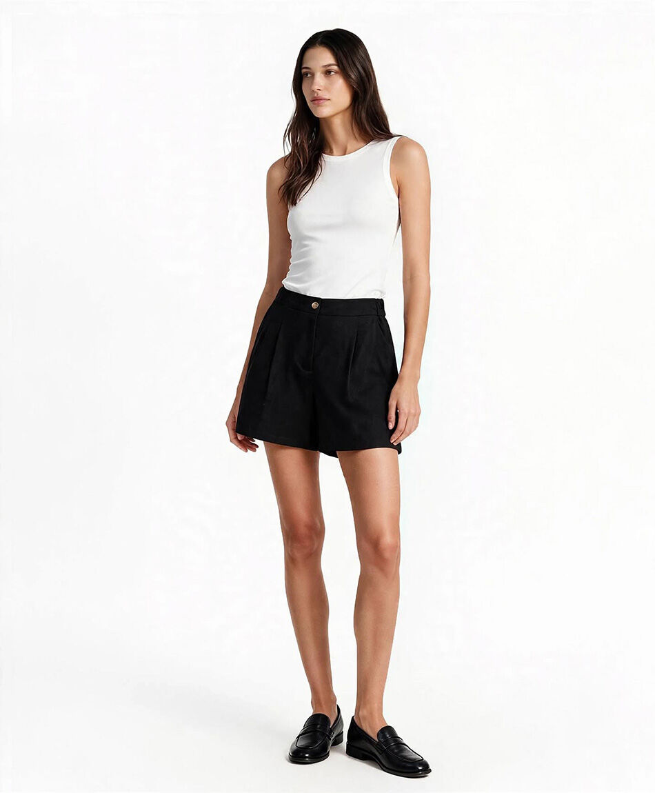 Short mujer negro lino