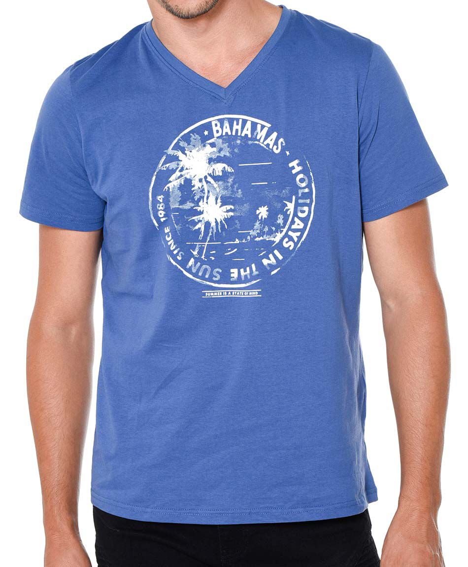 Polera estampada cuello v