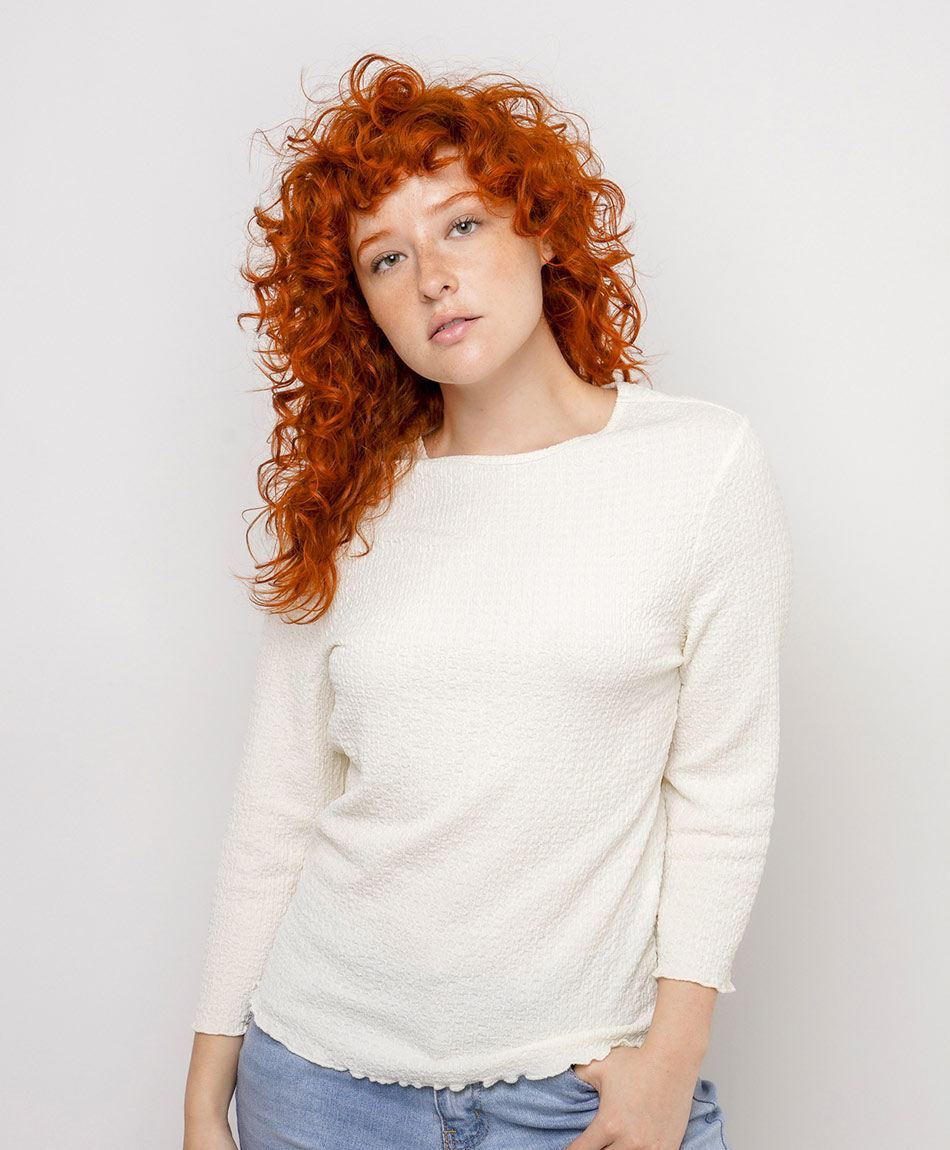 Polera mujer jacquard white
