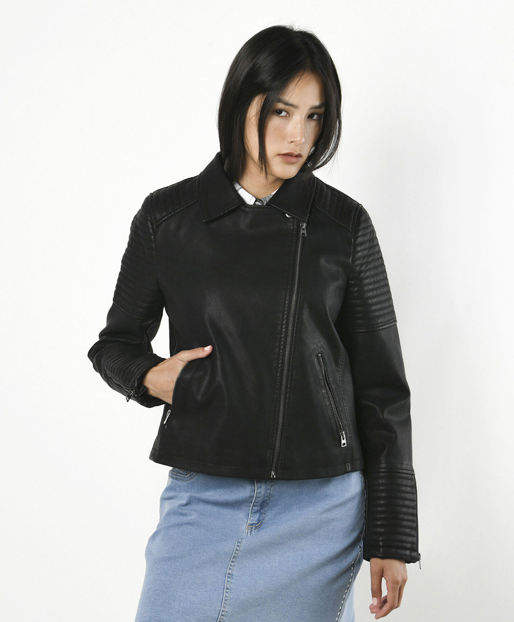 Chaqueta mujer biker textura Chaqueta mujer biker textura