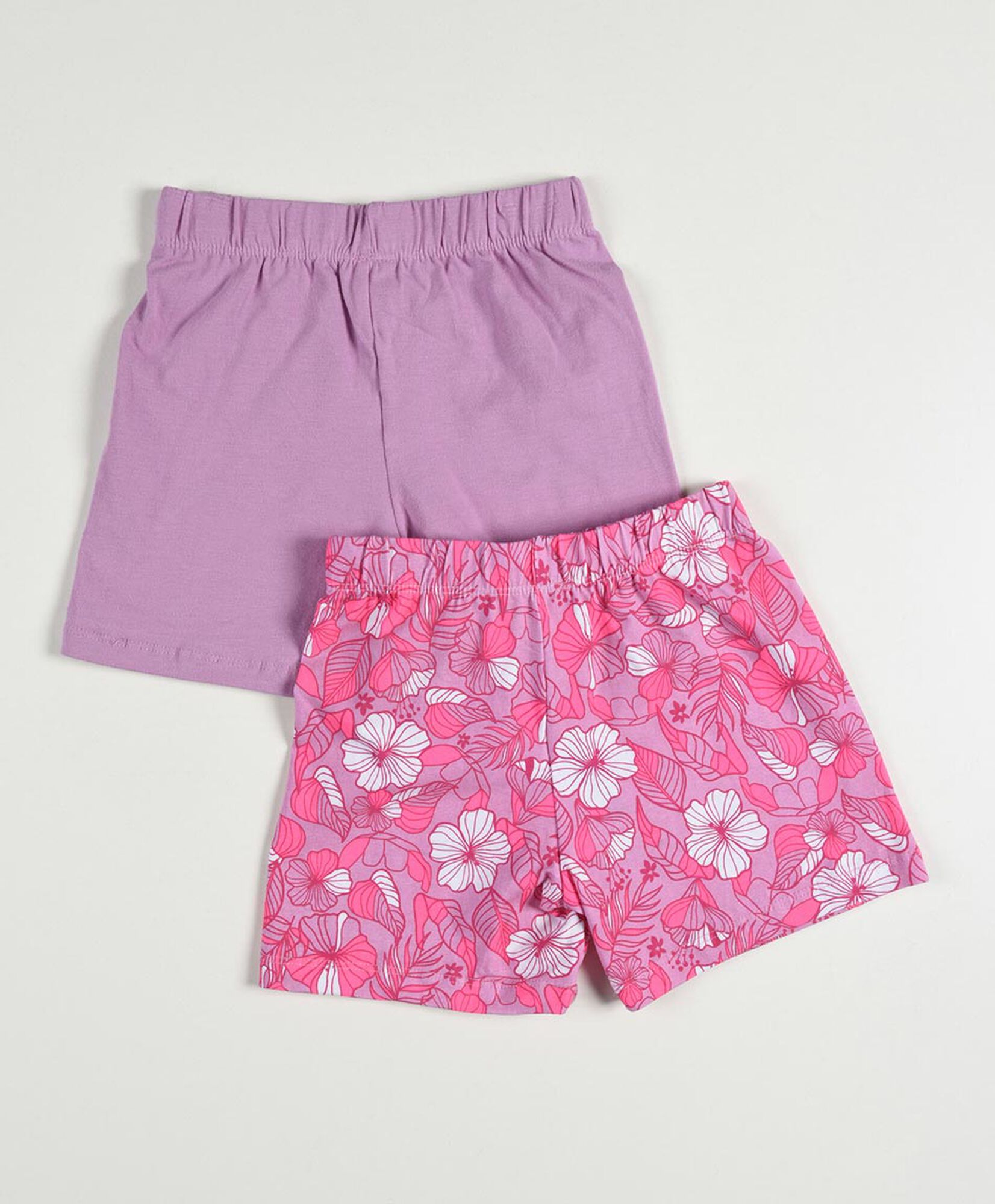 Pack 2 short niña flores y lila Pack 2 short niña flores y lila
