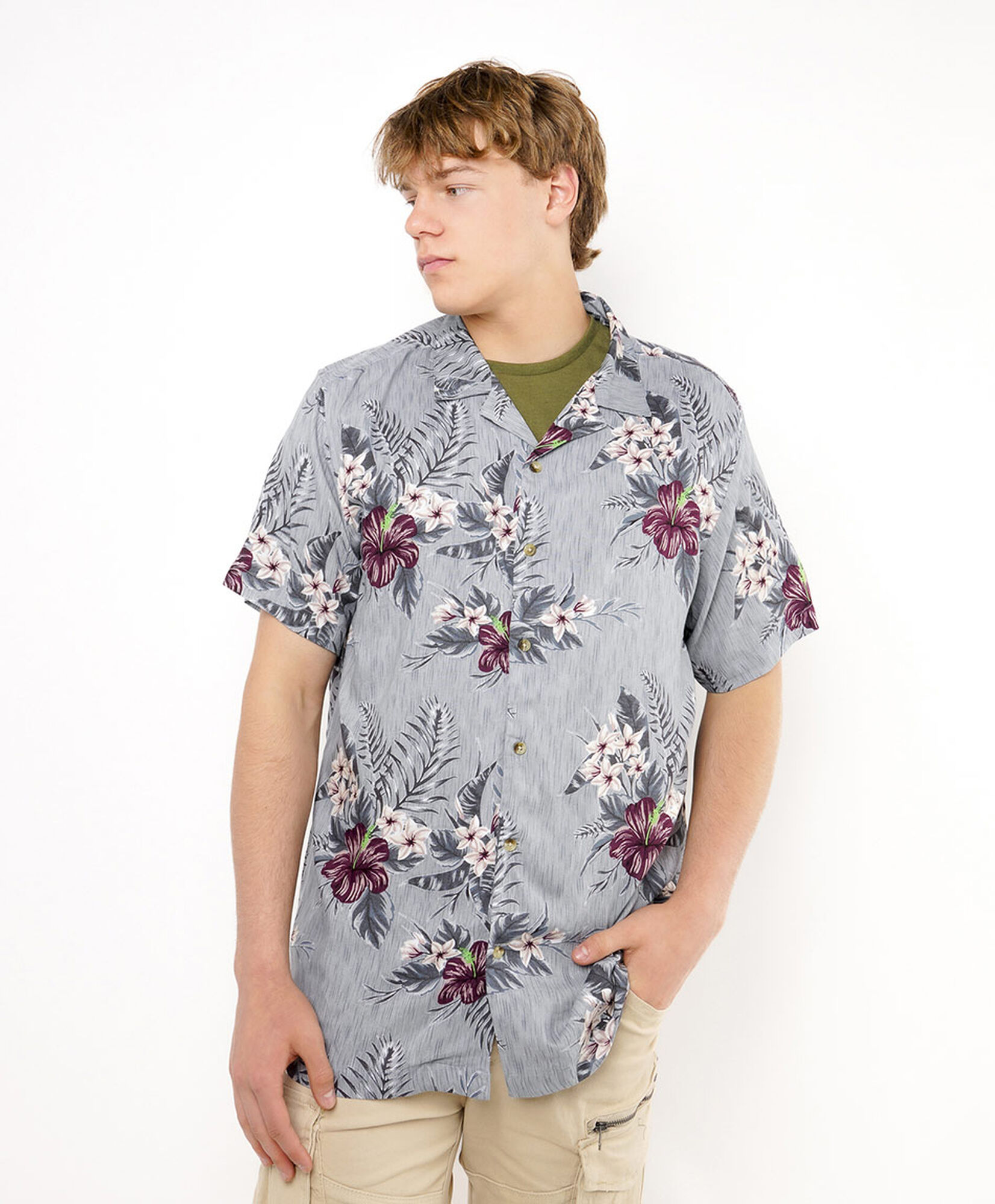 Camisa hombre casual diseño hojas y flores Camisa hombre casual diseño hojas y flores