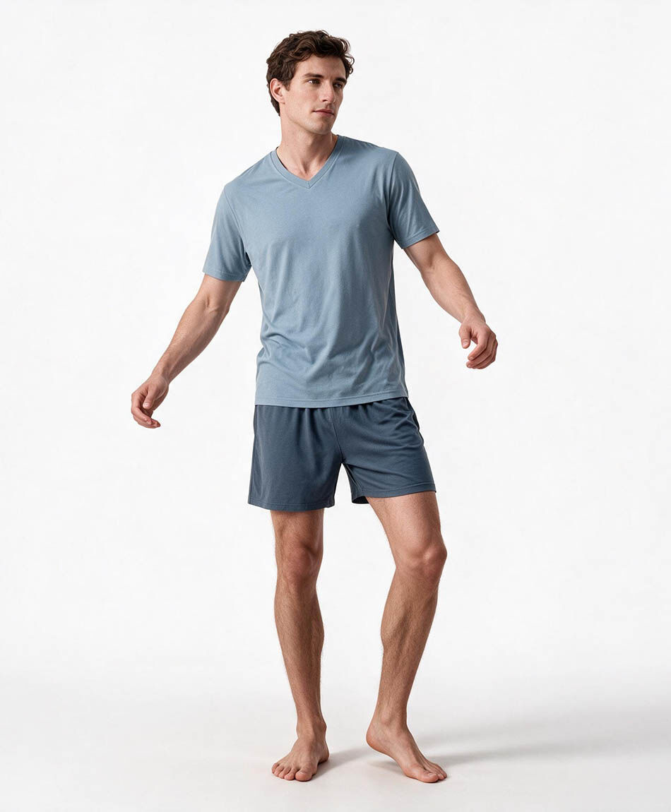 Pijama hombre  azul liso