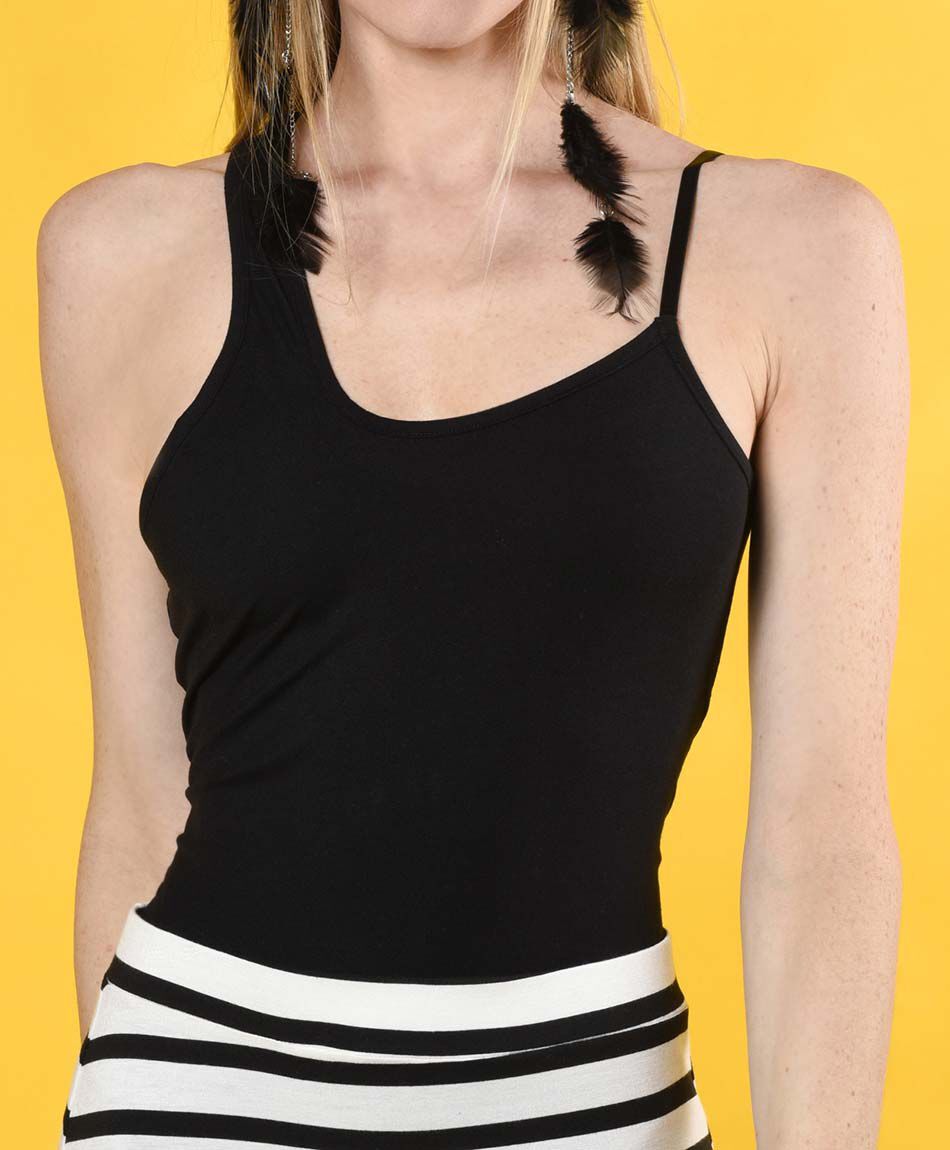 Body ajustado sin mangas cuello redondo