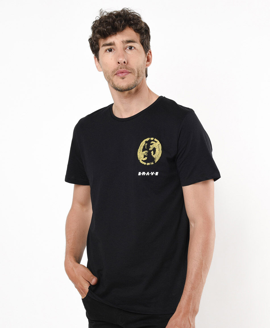 Polera hombre doble estampado tigres