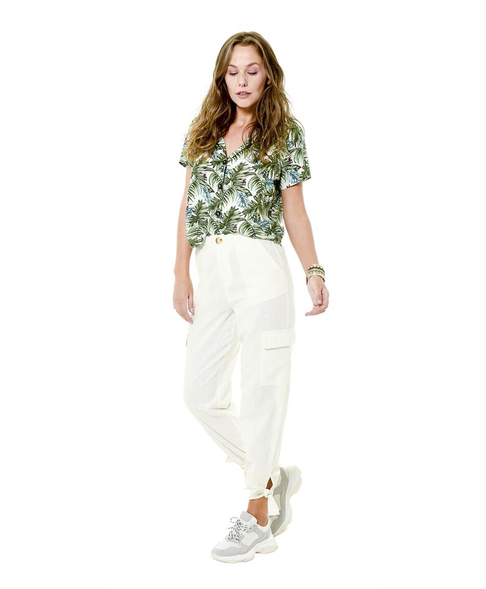 Pantalon cargo lino