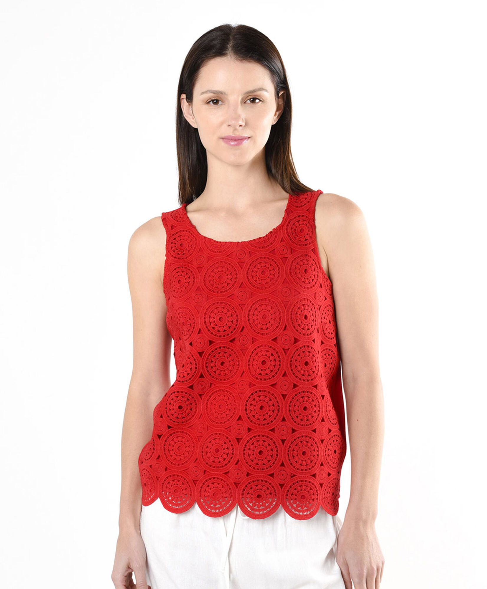 Blusa mujer círculos estilo crochet rojo Blusa mujer círculos estilo crochet rojo
