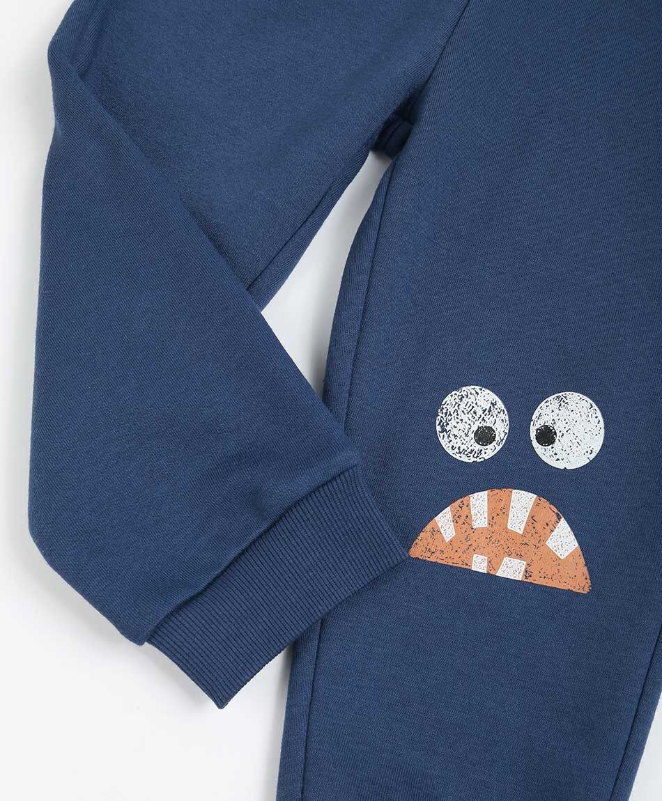 Pantal&oacute;n beb&eacute; estampado monstruito blue