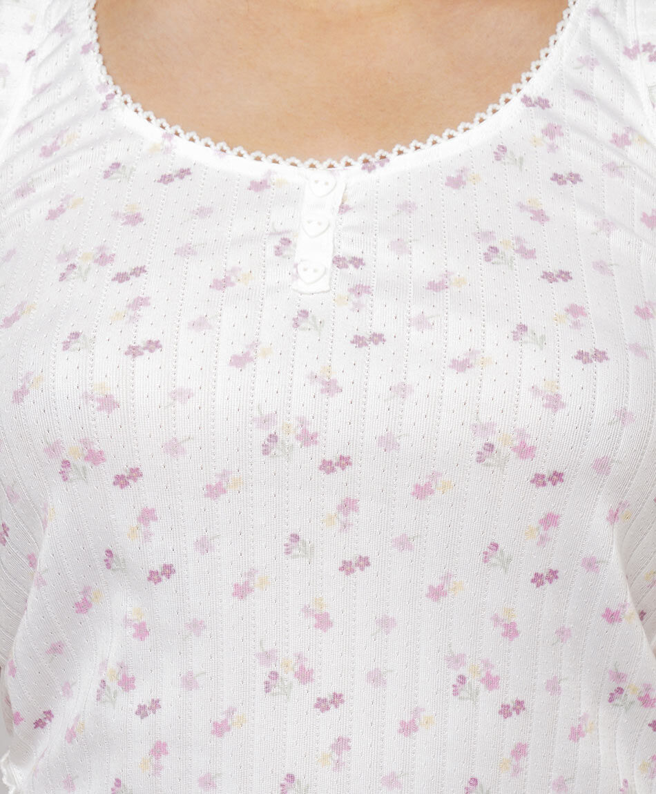 Pijama mujer short jacquard florcitas