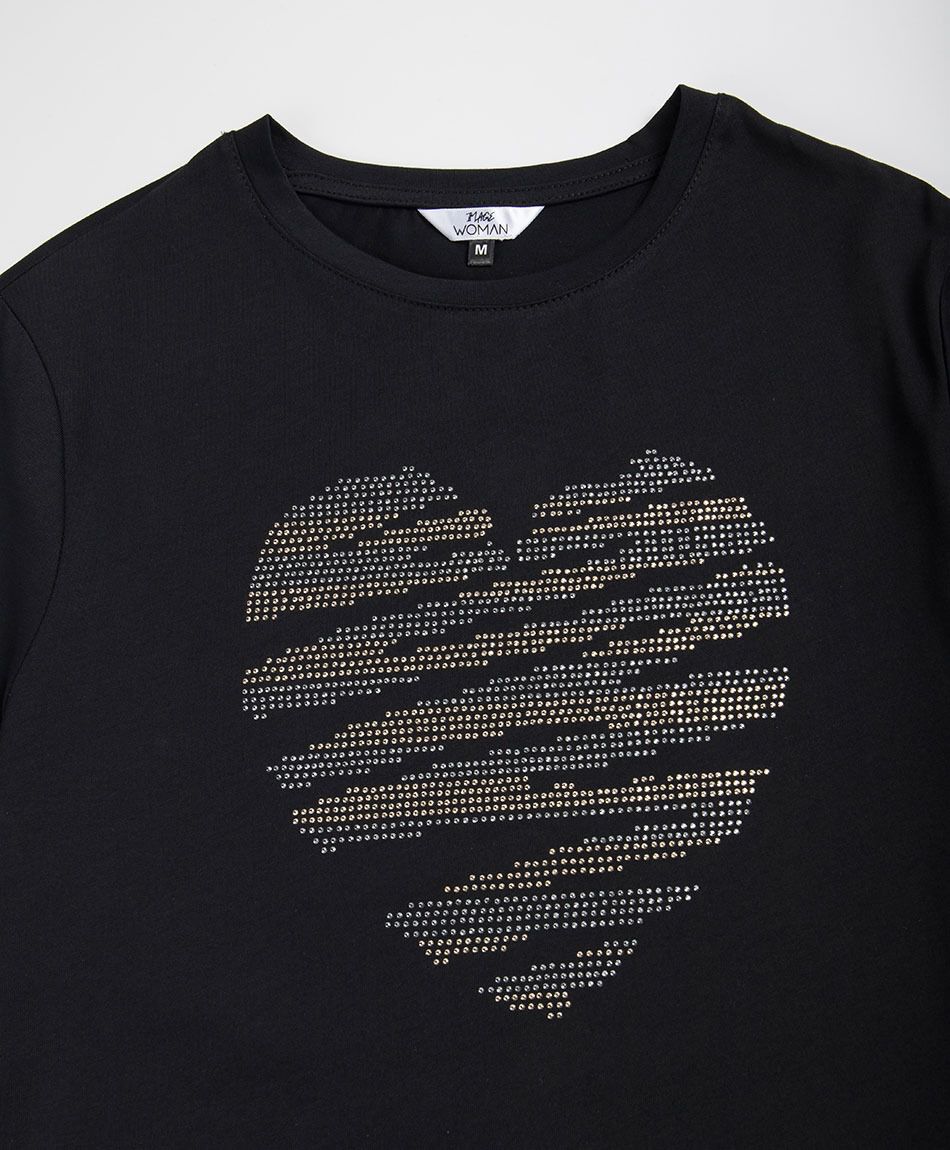 Polera mujer coraz&oacute;n tachas