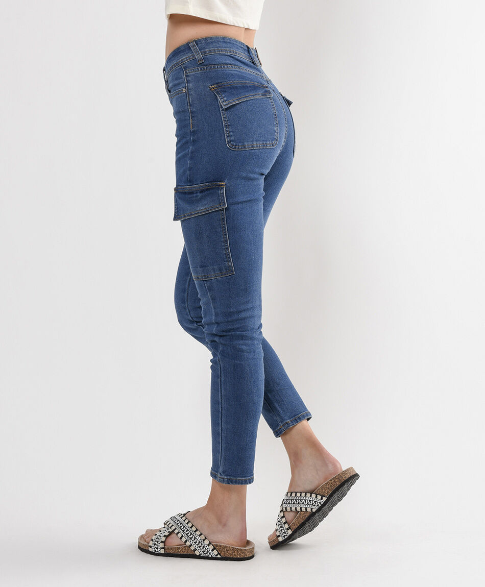 Jeans mujer cargo skinny fit