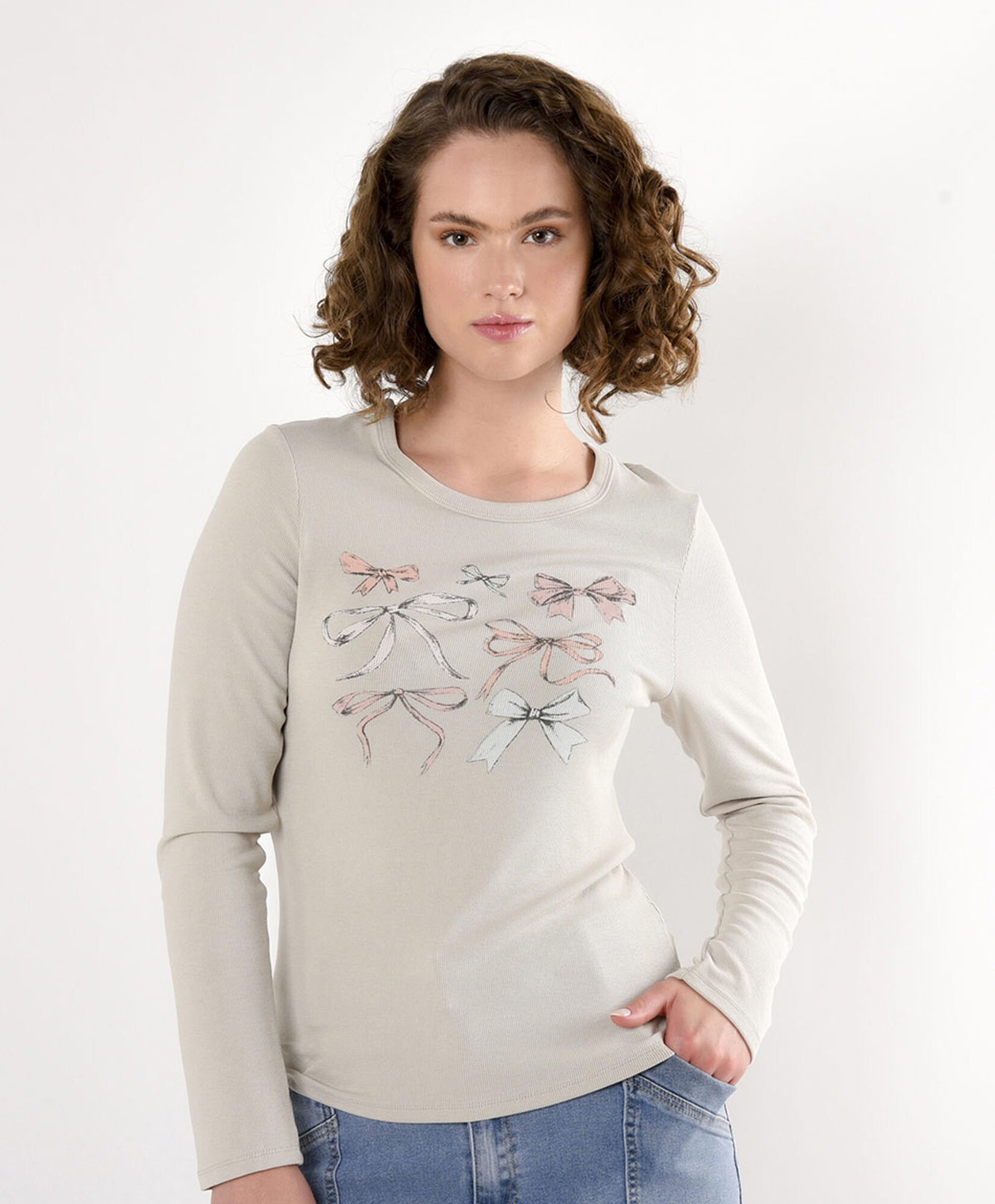 Polera mujer estampado cintas Polera mujer estampado cintas