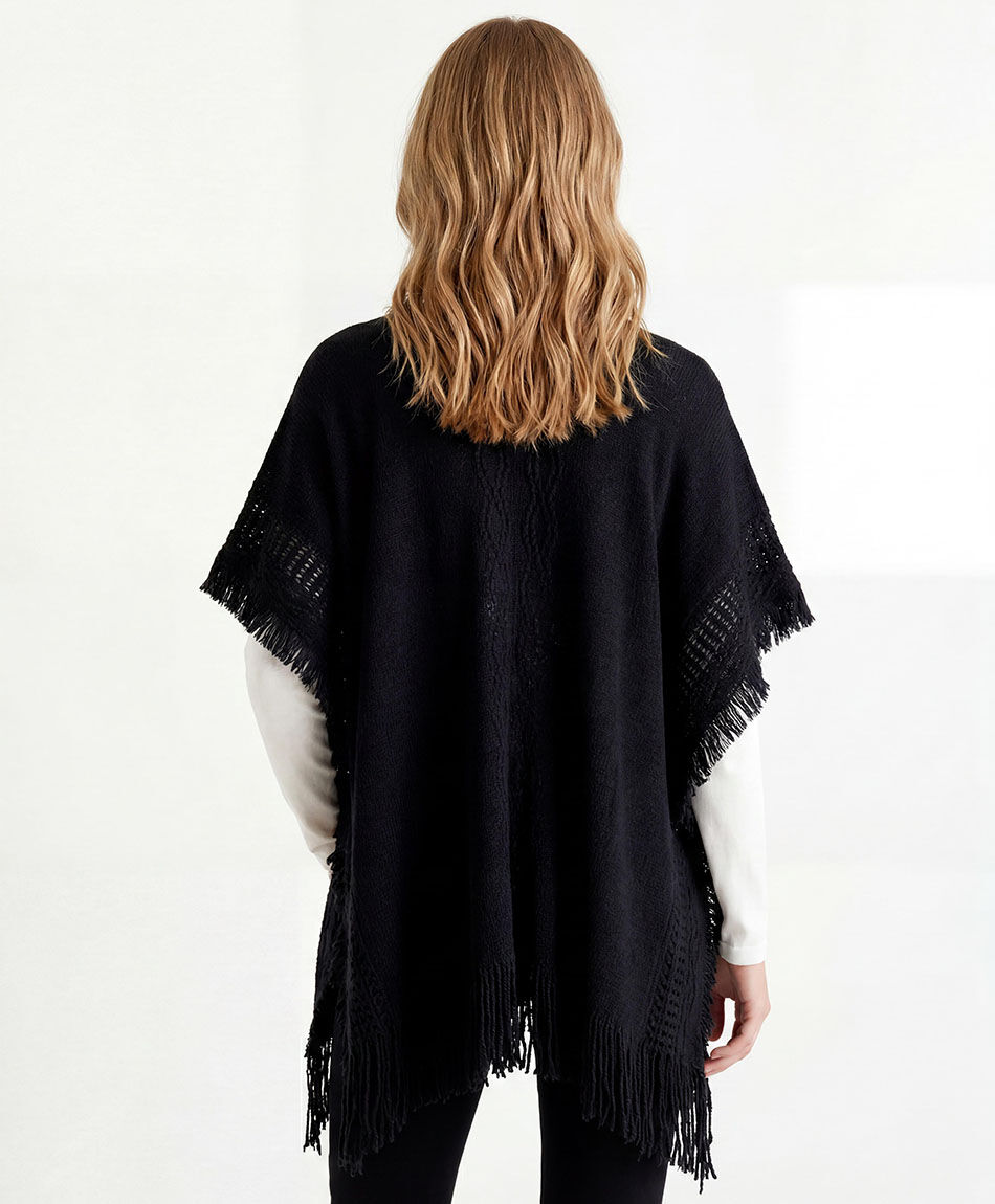 Poncho mujer b&aacute;sico negro