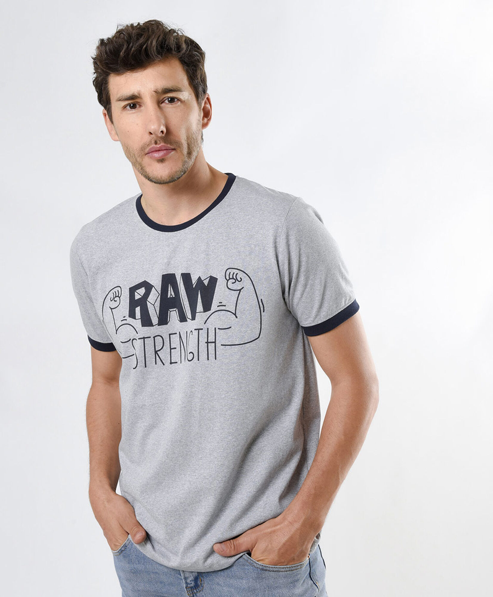Polera hombre jaspeada raw Polera hombre jaspeada raw