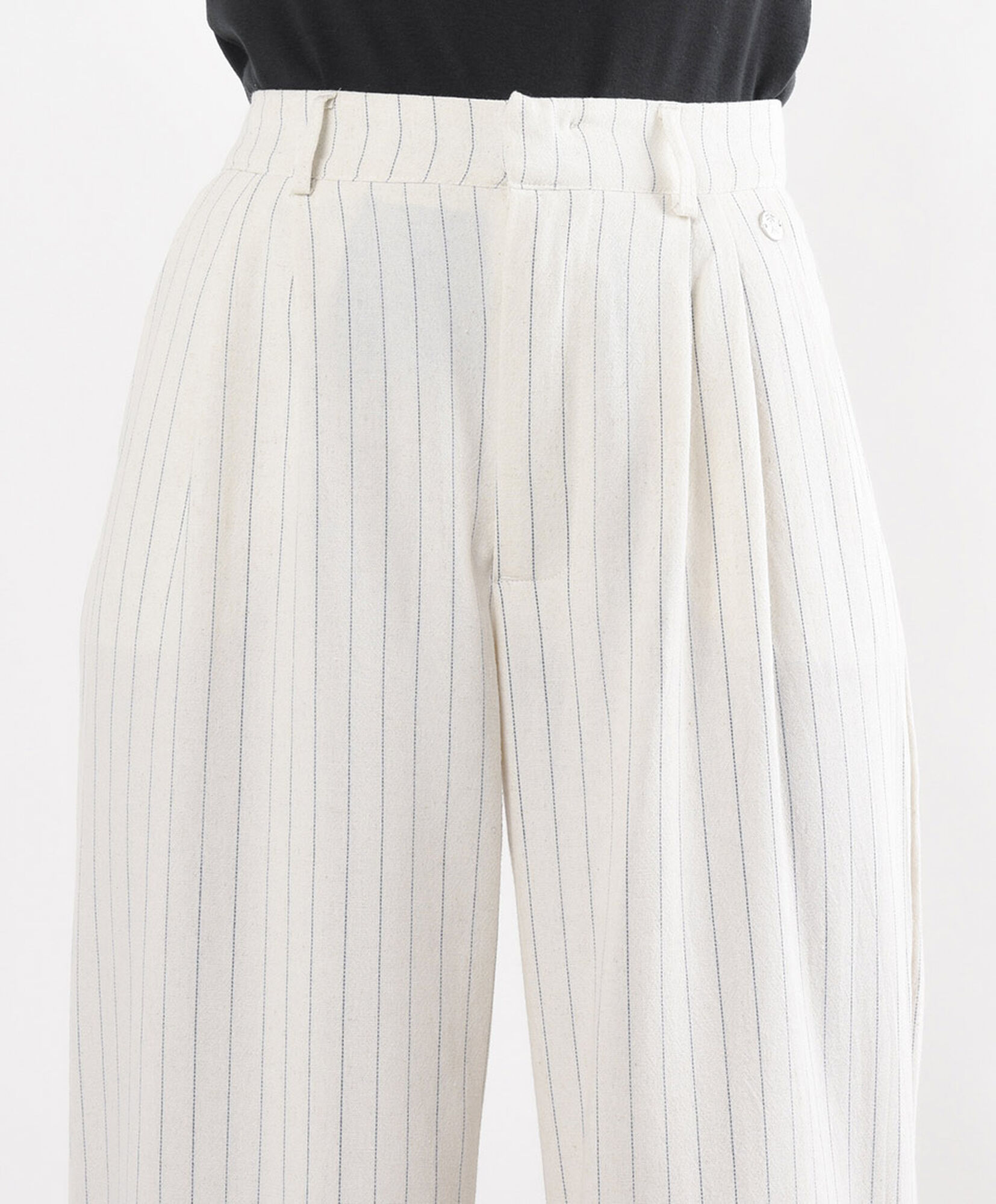 Pantalón mujer líneas lino wide Pantalón mujer líneas lino wide