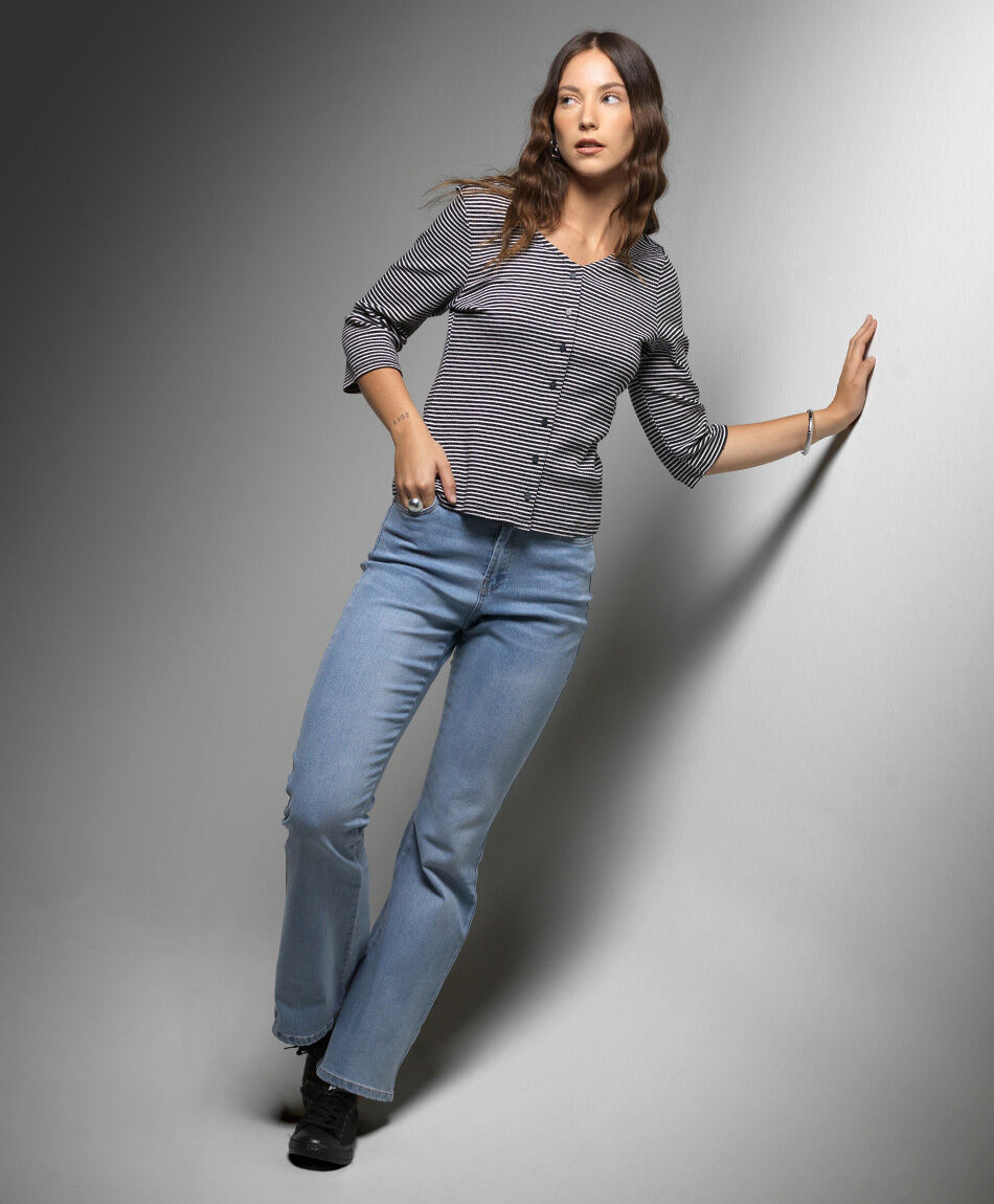 Jeans mujer flare tiro alto