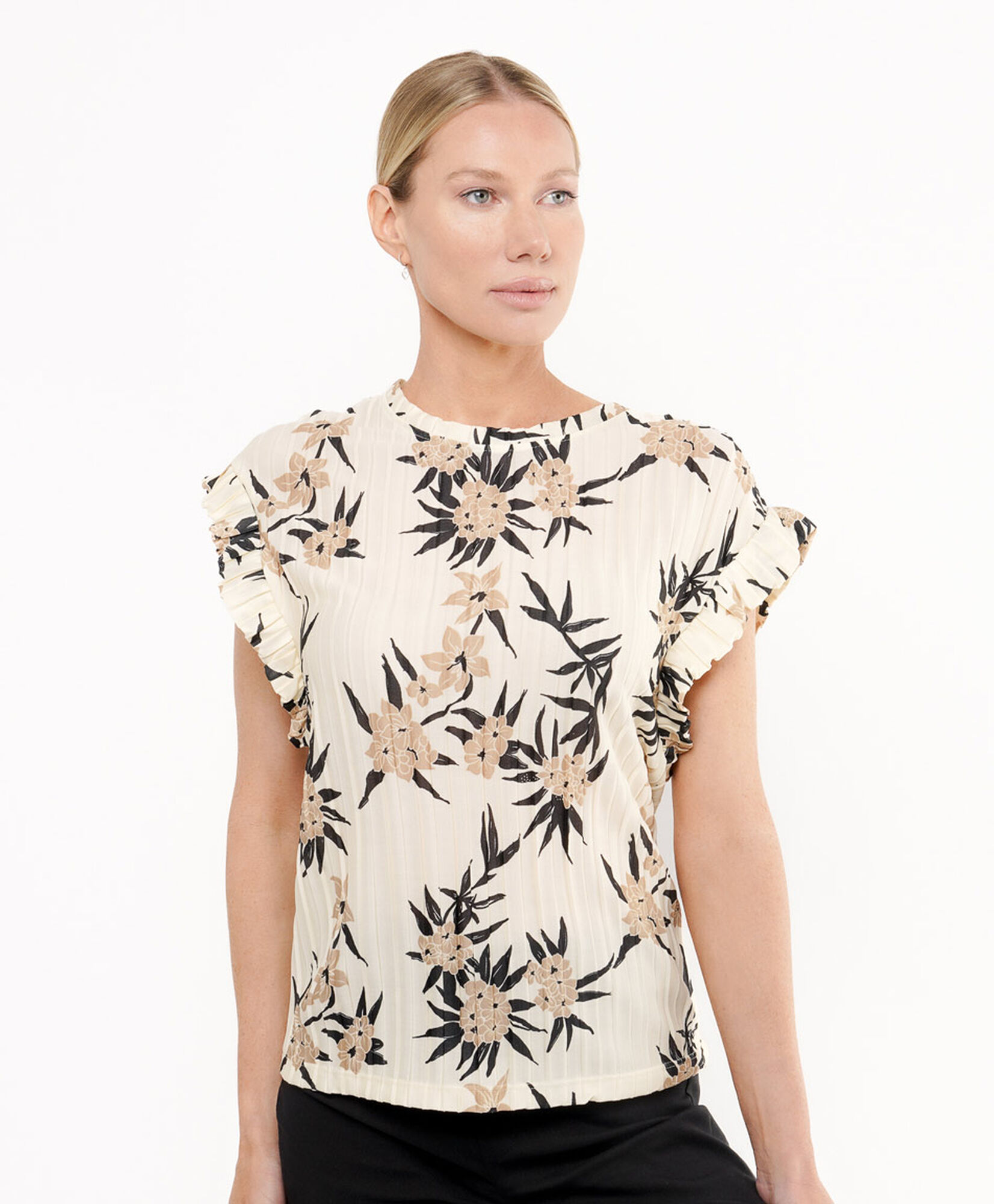 Polera mujer flores manga vuelo Polera mujer flores manga vuelo