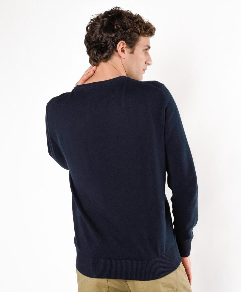 Sweater hombre liso b&aacute;sico azul