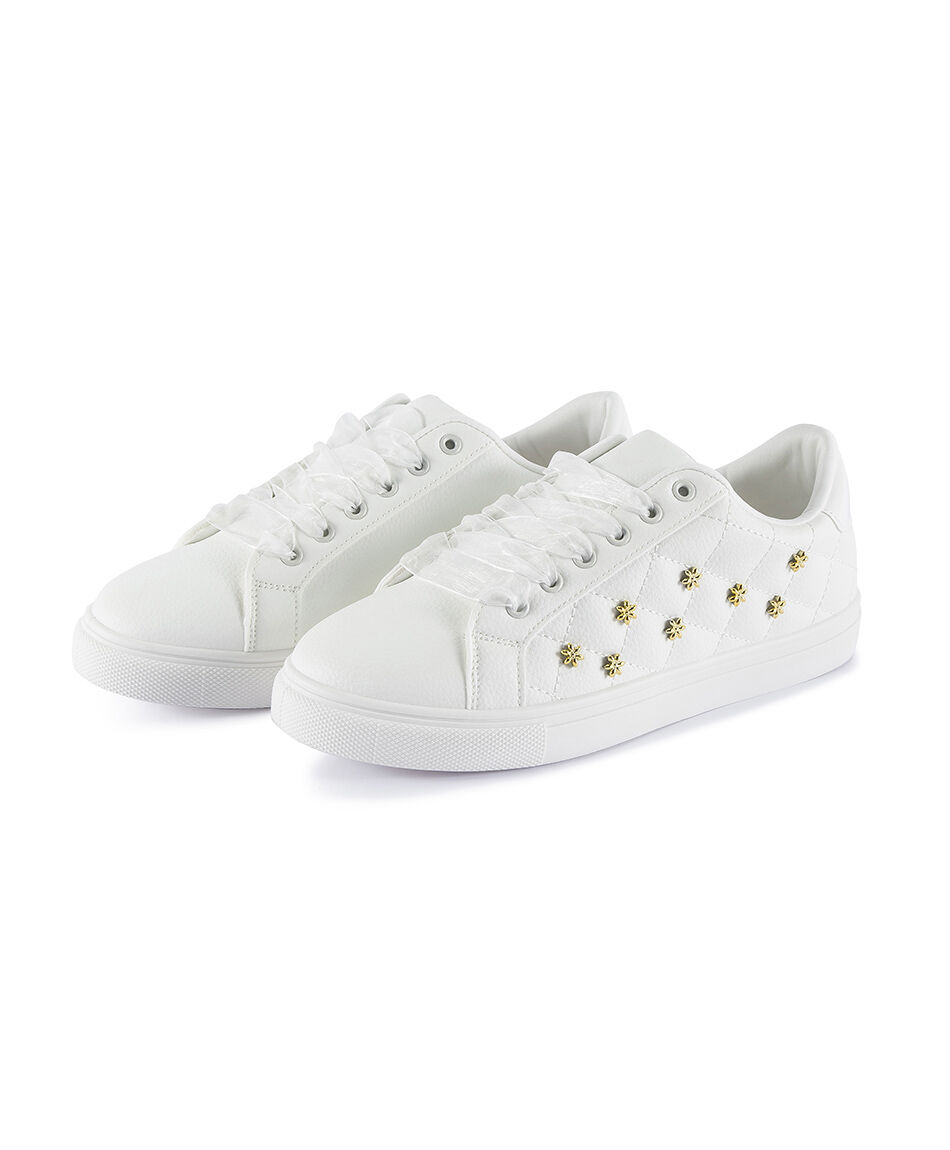 Zapatilla mujer blanca cordones cinta