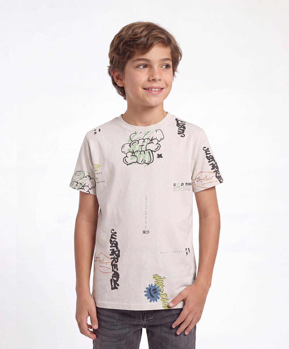 Polera ni&ntilde;o mix graffiti