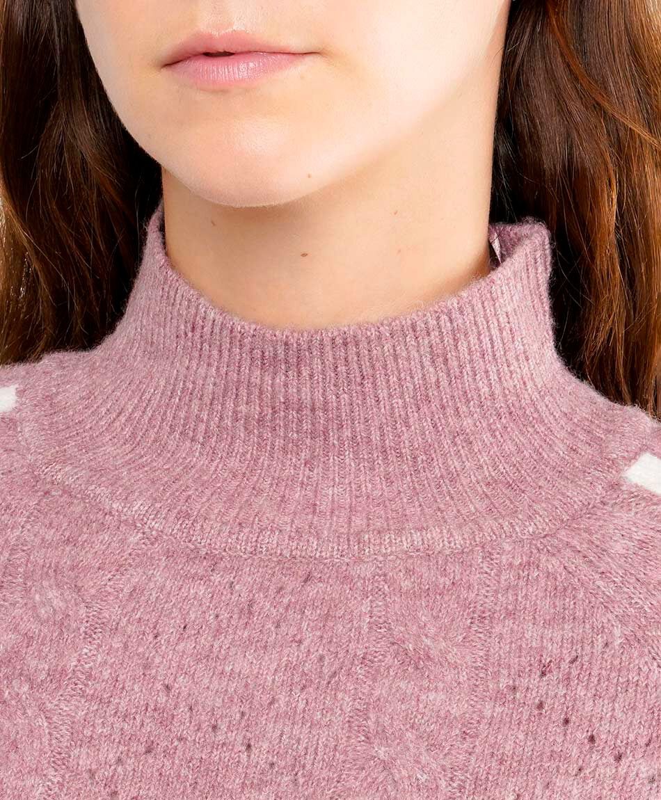 Sweater mujer jacquard tape rose