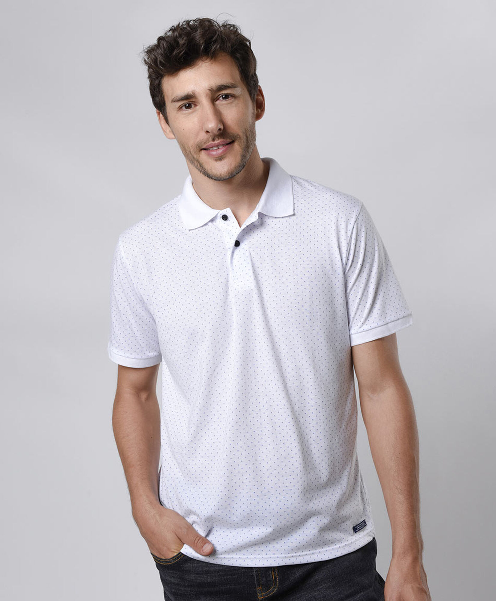 Polera hombre print cuello piqué Polera hombre print cuello piqué