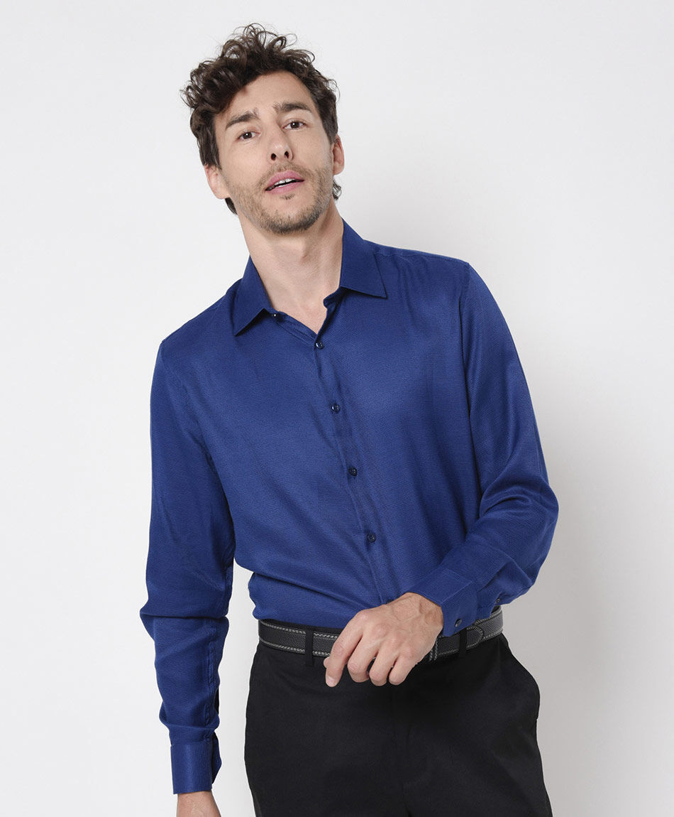 Camisa hombre grabados manga larga