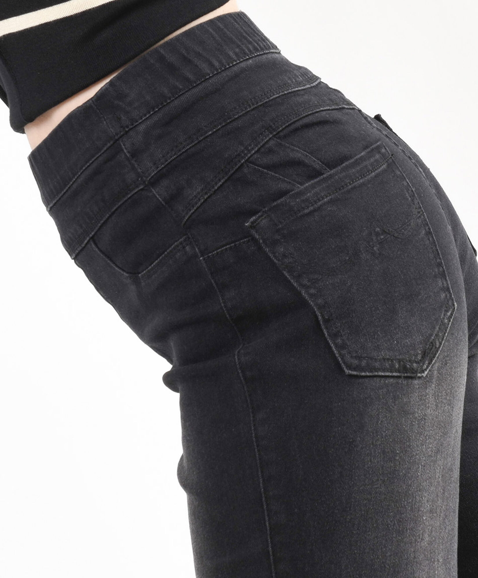 Jeans mujer leggins doble pretina skinny fit negro Jeans mujer leggins doble pretina skinny fit negro