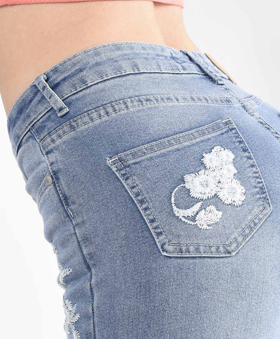 Jeans mujer bordados skinny fit