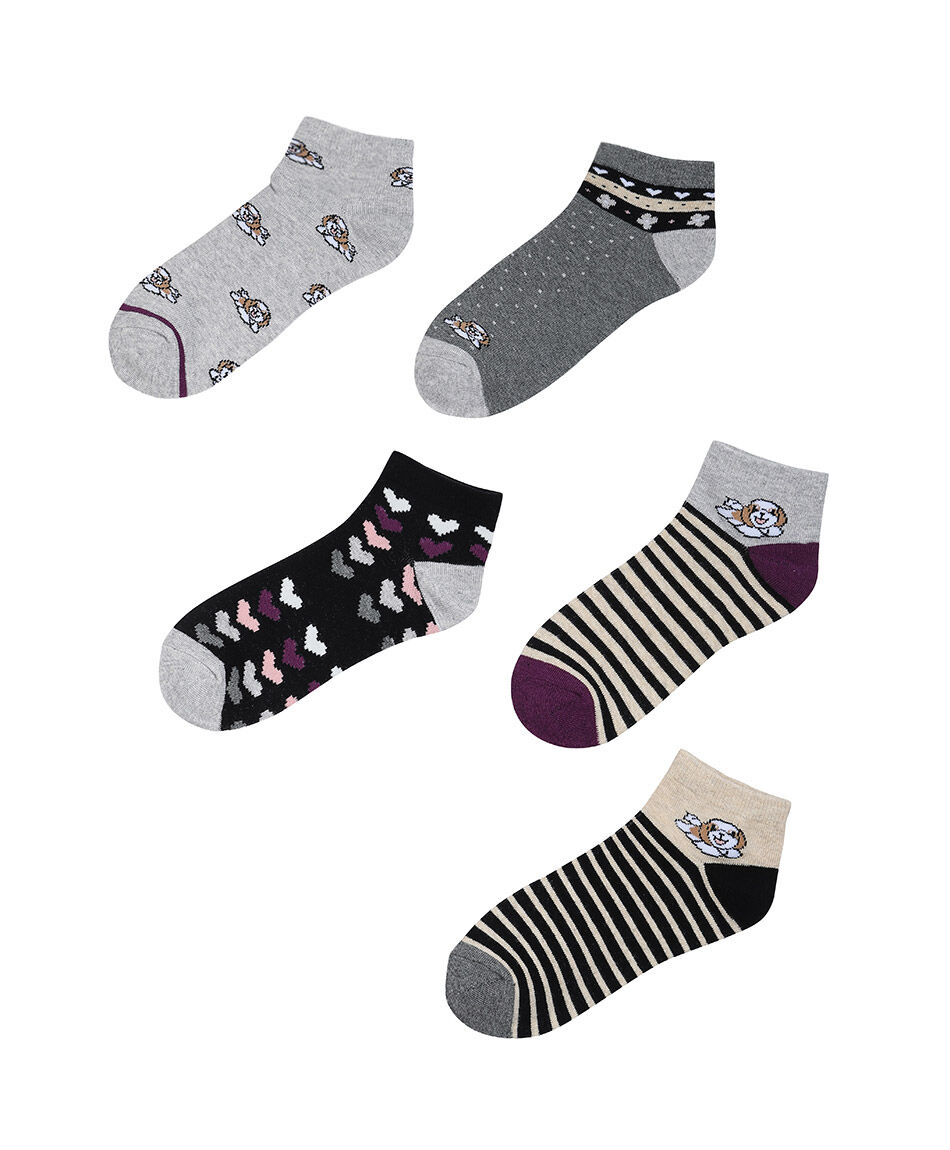 Pack 5calcetines mujer mix dise&ntilde;os
