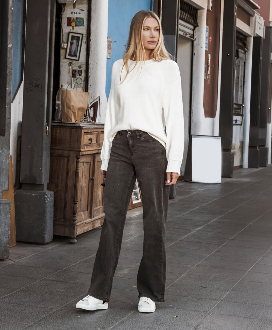 Jeans mujer brillos negros&nbsp;