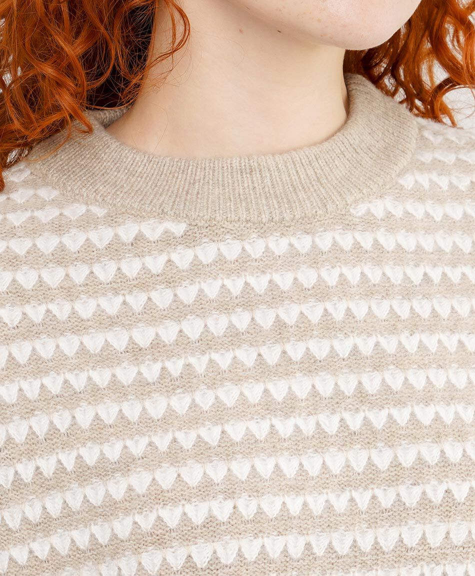 Sweater mujer rayas beige light