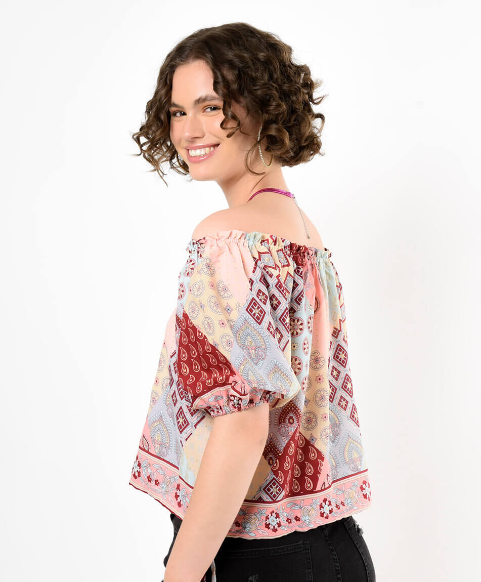 Blusa mujer patchwork lazo