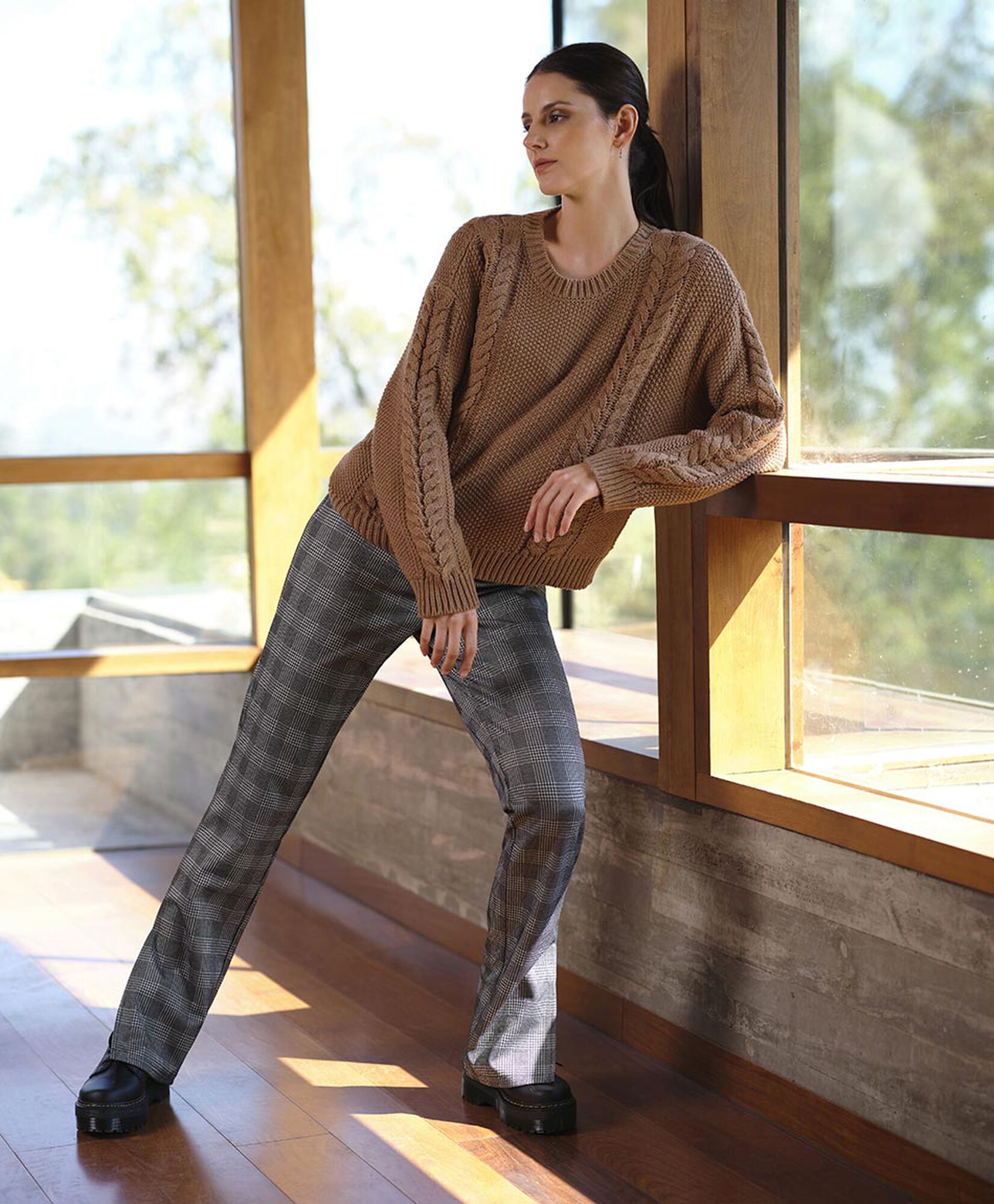 Pantalón mujer tartán y pied de poule Pantalón mujer tartán y pied de poule