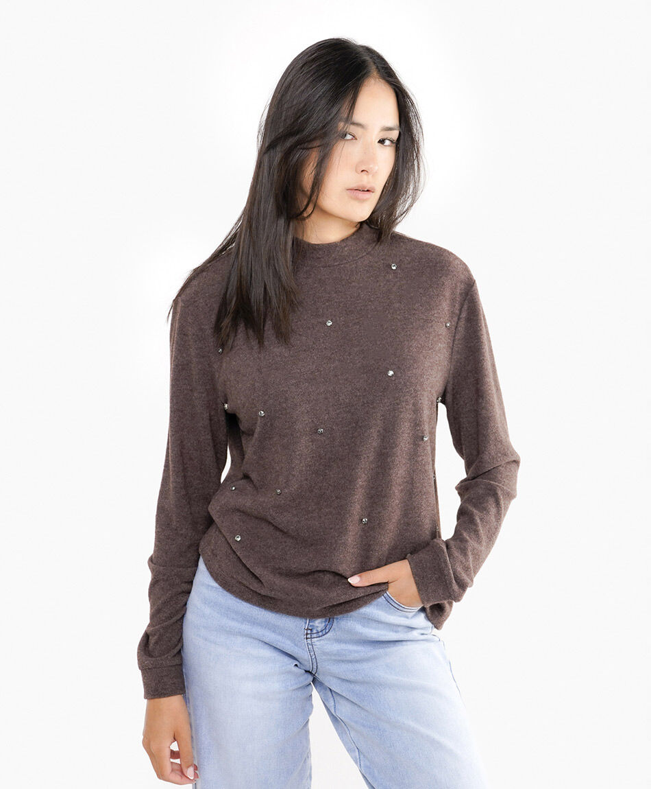 Polera mujer  brillos bordado