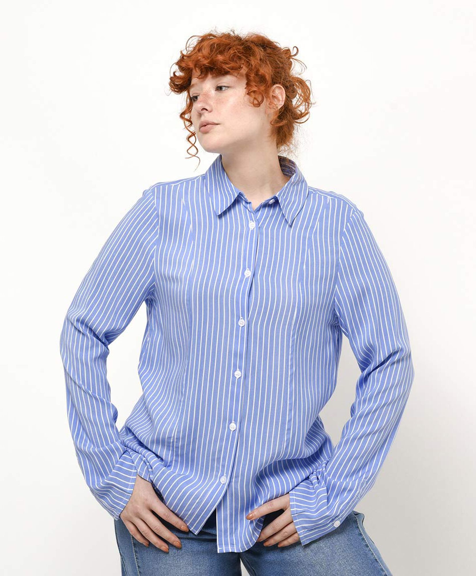 Blusa mujer azul líneas Blusa mujer azul líneas