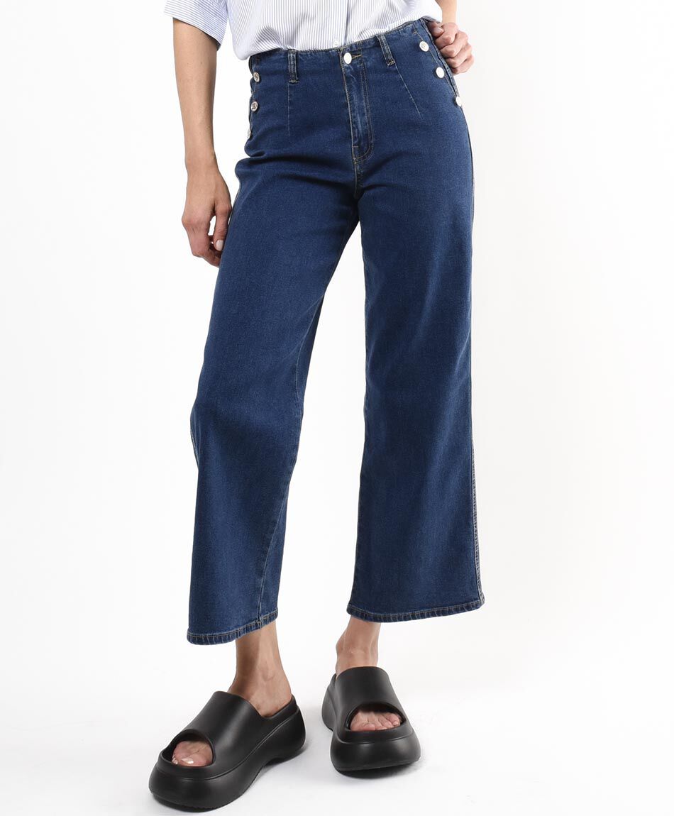 Jeans mujer botones wide