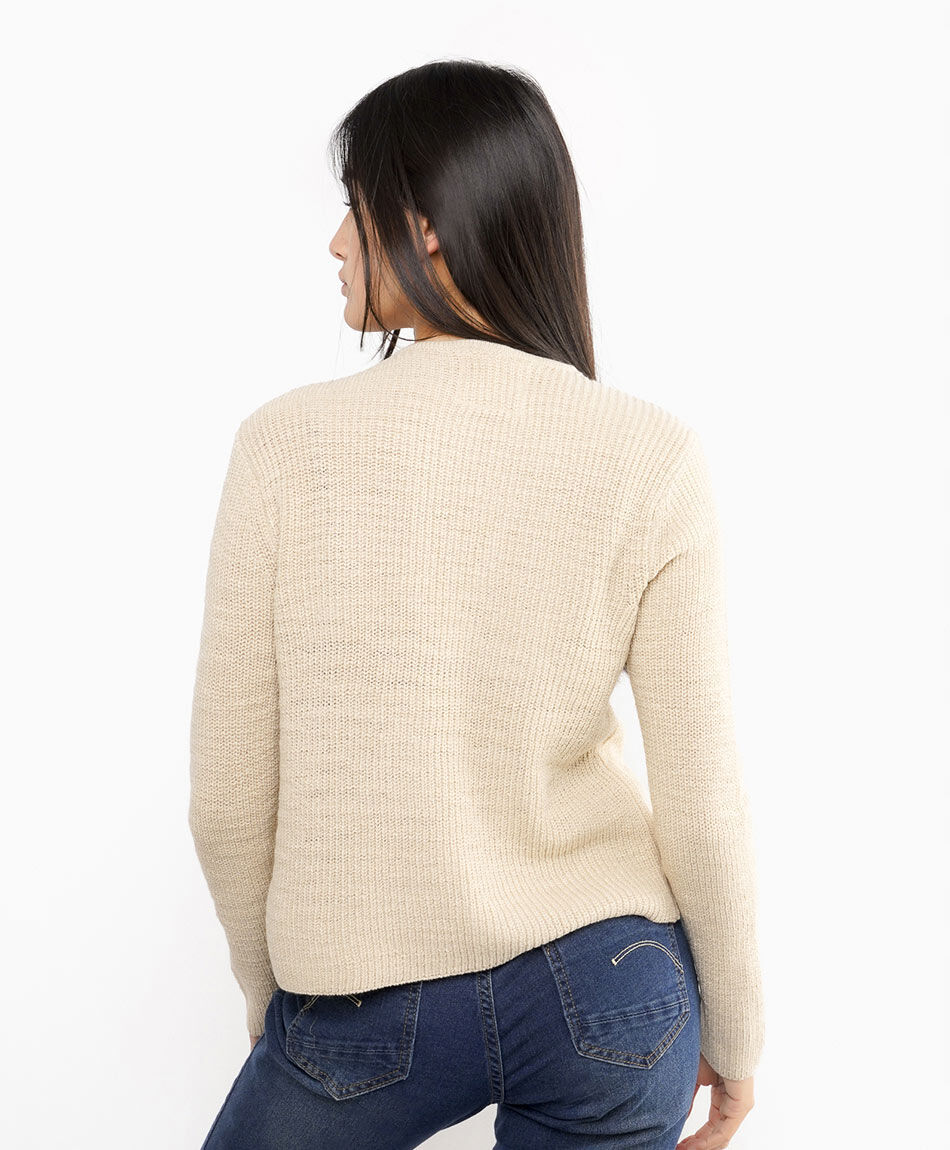Cardigan mujer amarras beige