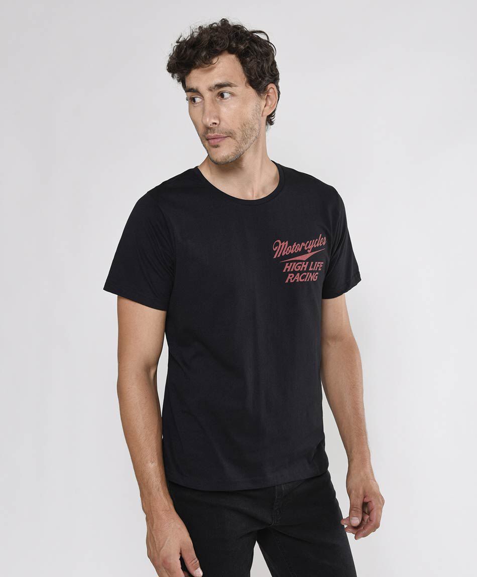 Polera hombre estampado doble texto