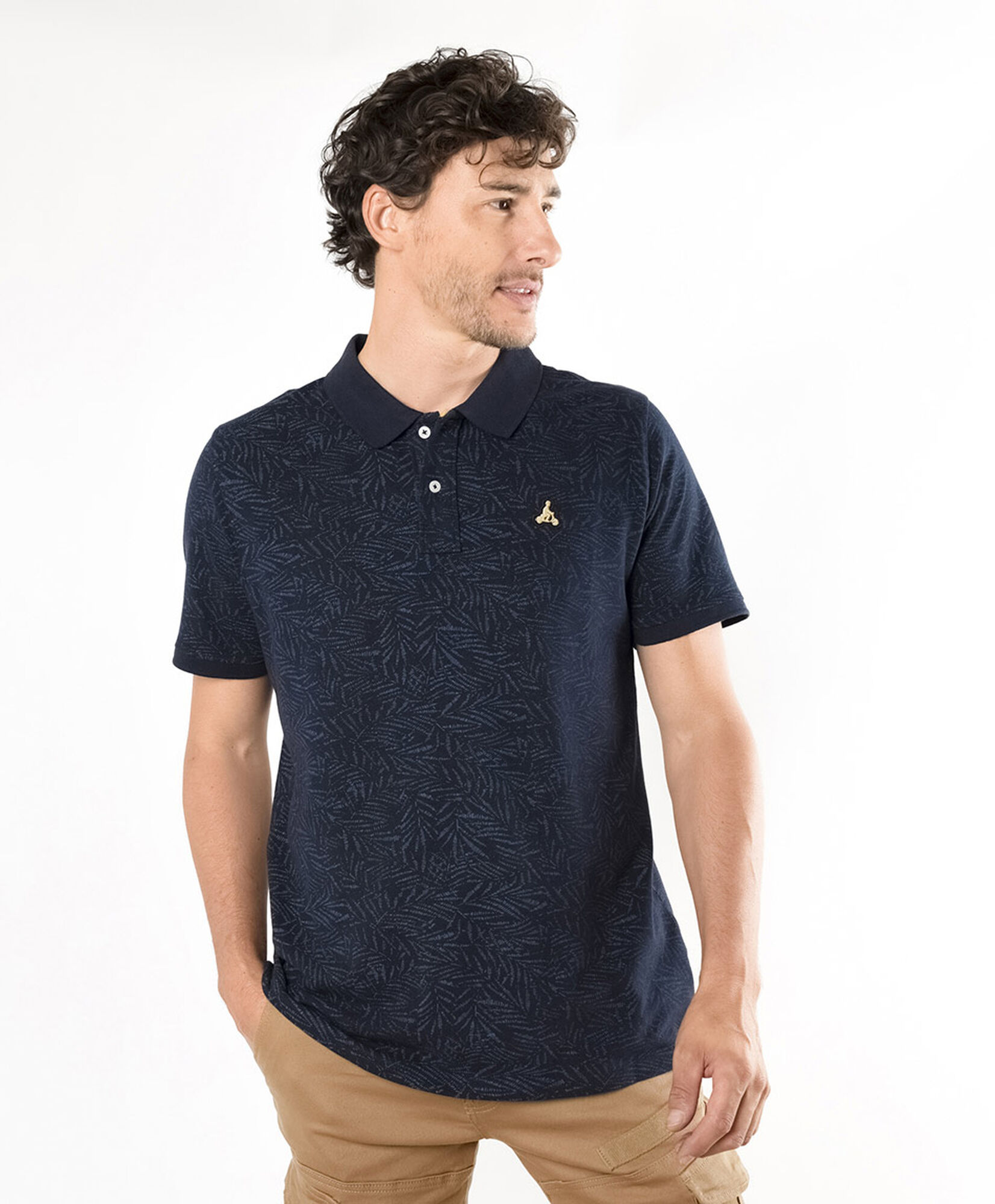 Polera hombre print cuello piqué Polera hombre print cuello piqué