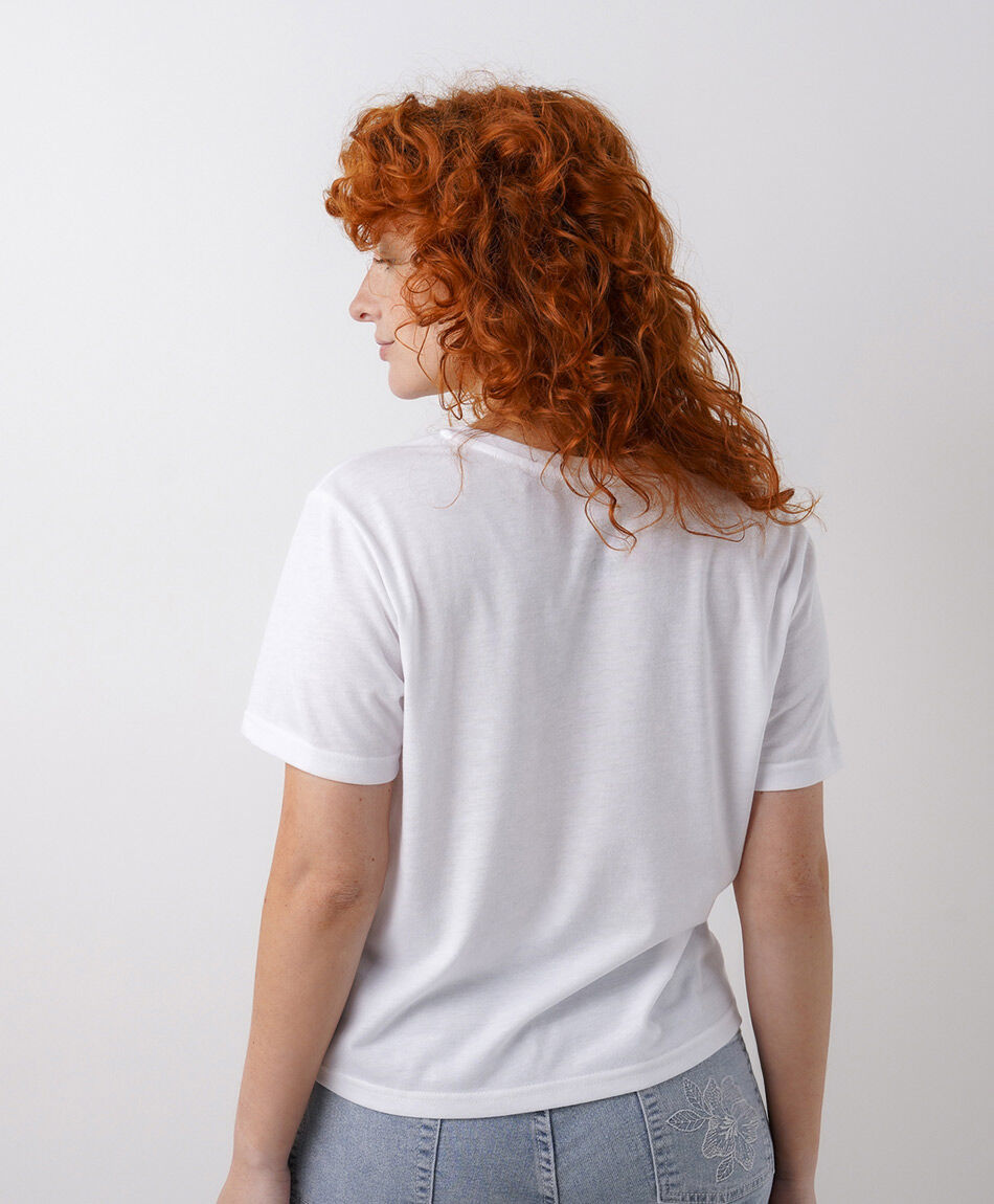 Polera mujer cl&aacute;sica corta blanca