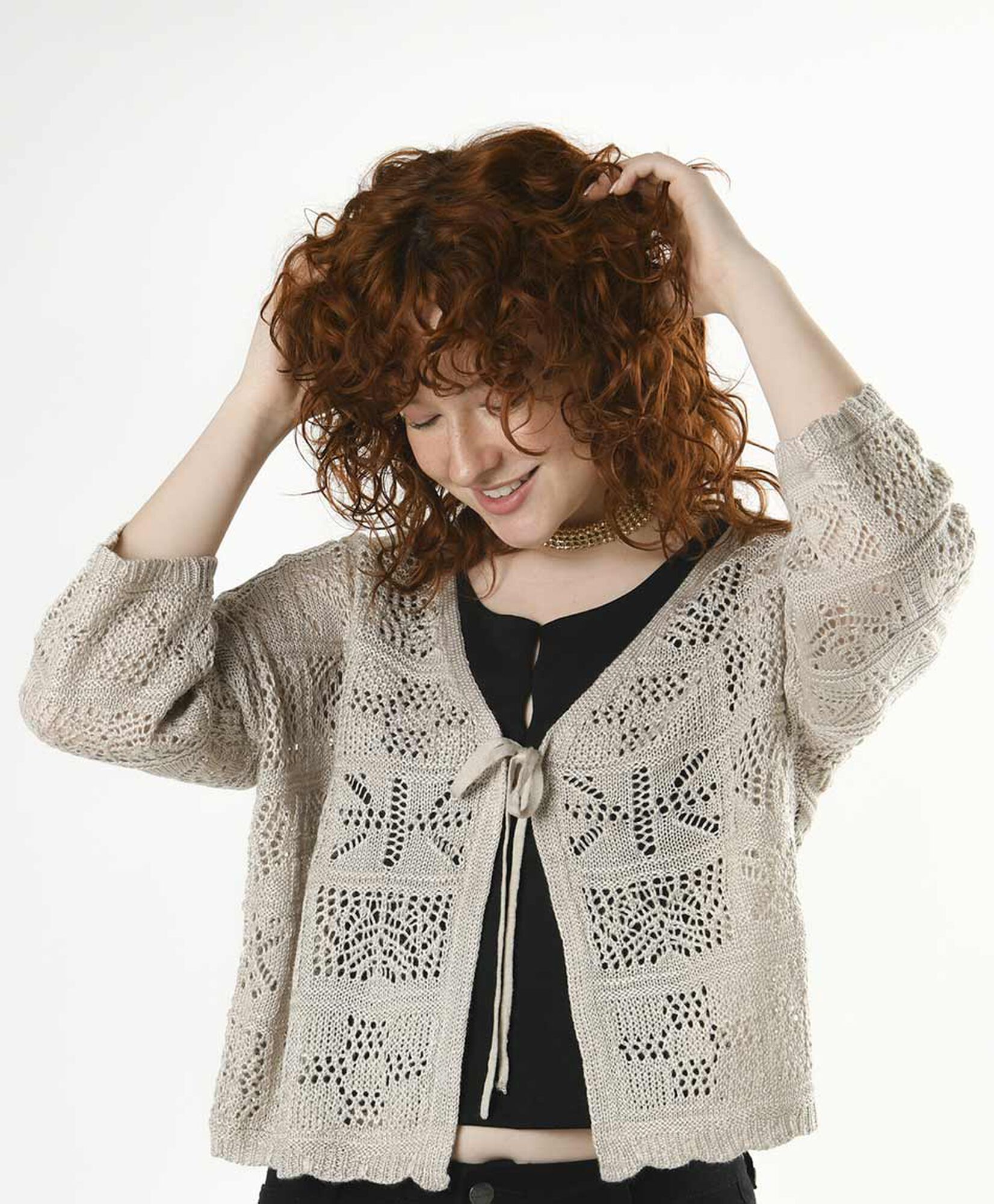 Cardigan mujer calado lazo Cardigan mujer calado lazo