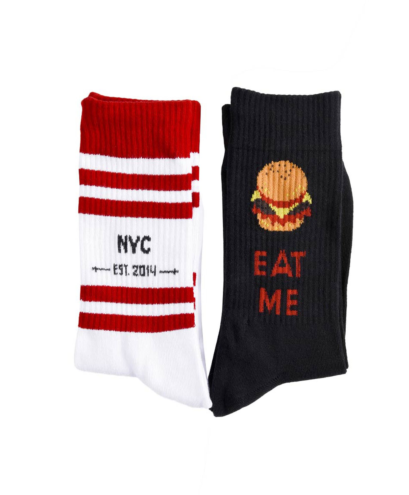 Pack 2 calcetines hombre líneas y hamburguesa Pack 2 calcetines hombre líneas y hamburguesa