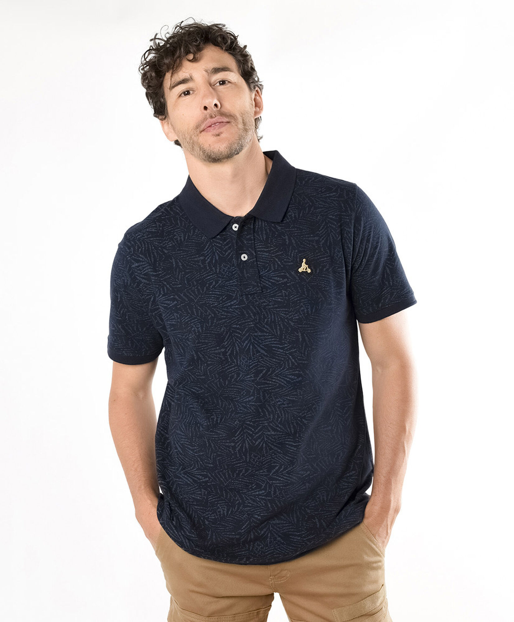 Polera hombre print cuello piqué Polera hombre print cuello piqué