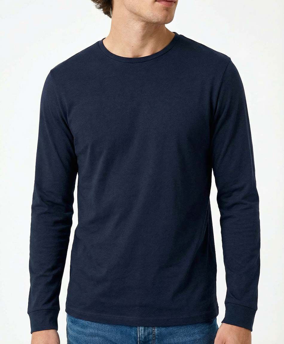 Polera hombre lisa manga larga