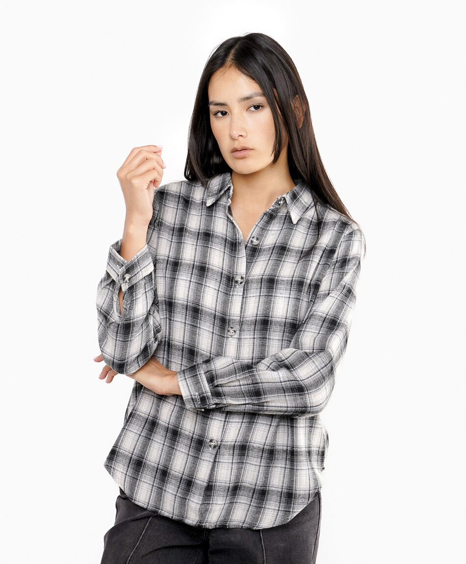 Blusa mujer escoces cuadros negros